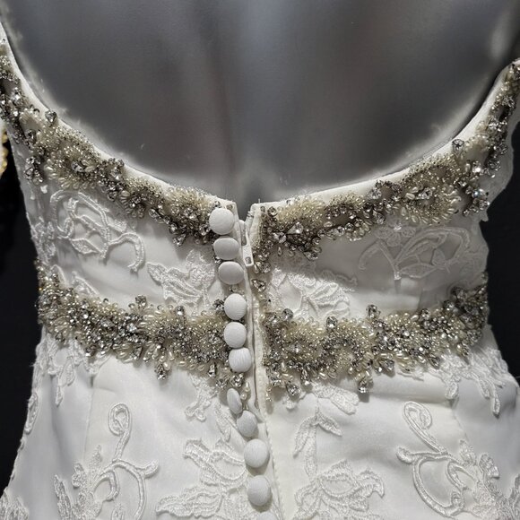 NWT~$1795~DAVINCI~SZ 6~IVORY OFF WHITE RHINESTONE BEADED LACE WEDDING DRESS - Picture 13 of 16